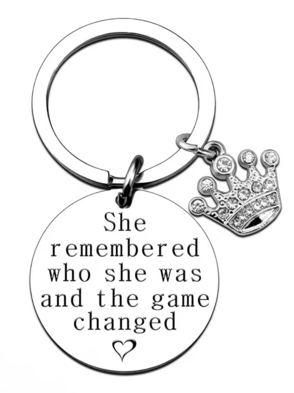 Inspirational Silver Tone Keychain with Crown Charm